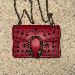 Sondra Roberts Red Studded Crossbody Bag